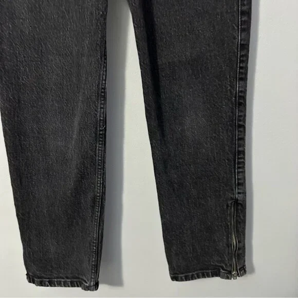 Social Tourist Black Zip Hem Straight Jeans W26 Y2K Grunge Streetwear - Picture 5 of 11